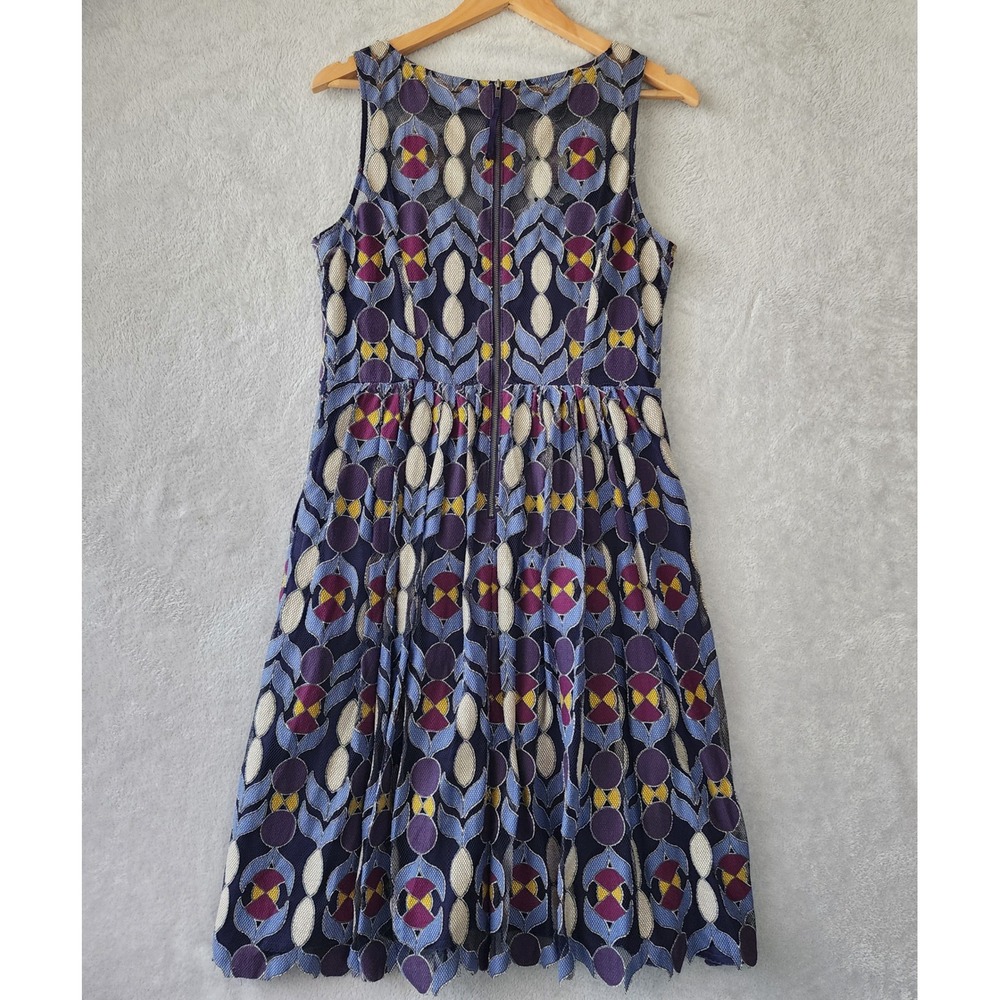 Maeve Dress Womens Size 10 Lace Mermaid Mosaic Purple Blue Scalloped Chelan - Picture 7 of 12